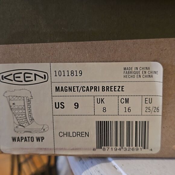 Keen Girls Wapato WP Winter Boots Dark Gray Aqua Size US 9  Waterproof Snow New - Picture 13 of 13